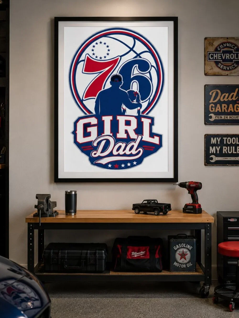 Girl Dad Philadelphia 76ers Father Daughter Framed | Wall Art 13x19
